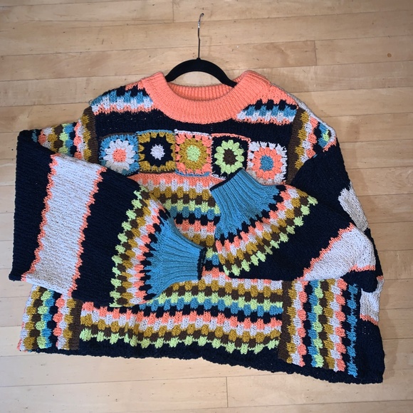 free people Sweaters - Free People crochet granny square sweater, large. P